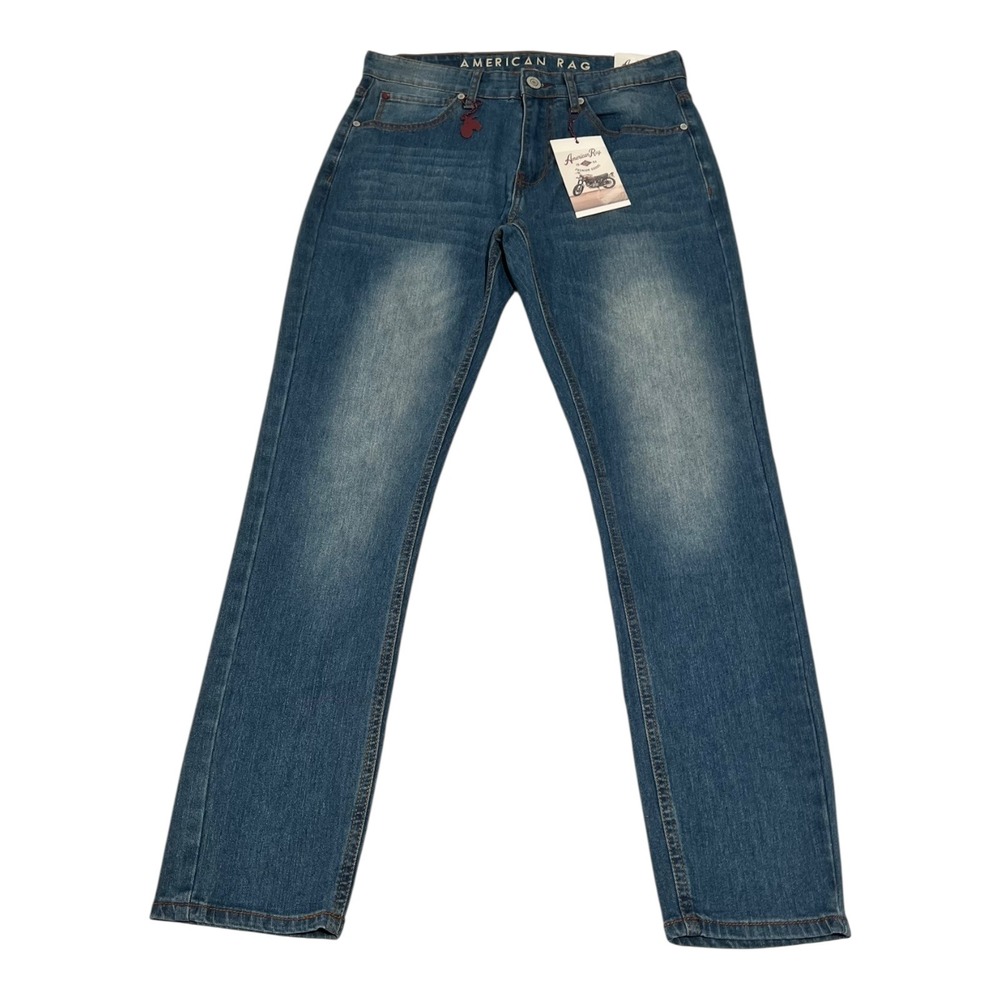 NWT American Rag Brunswick Men's Jeans 30x30 Slim Fit Blue Denim‎ Motorcycle
